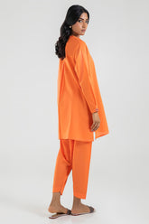 Stitched Orange Printed Shirt + Shalwar